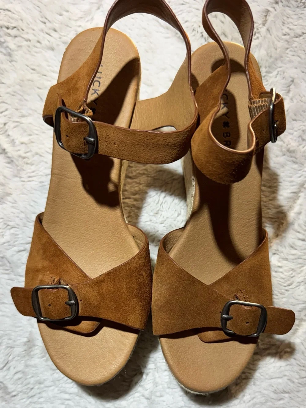 Lucky Brand LK-Neveah Espadrille Wedge Sandals - Tan Women’s size 8 - Picture 3 of 10